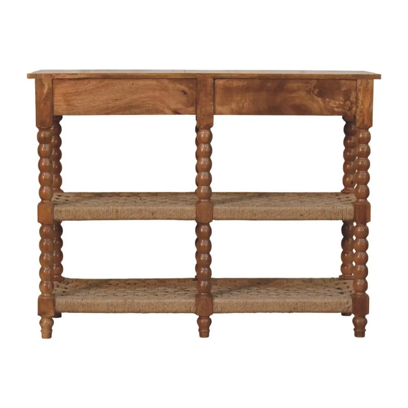 Solid Wood Spindle Woven Console by HouseOfZazla