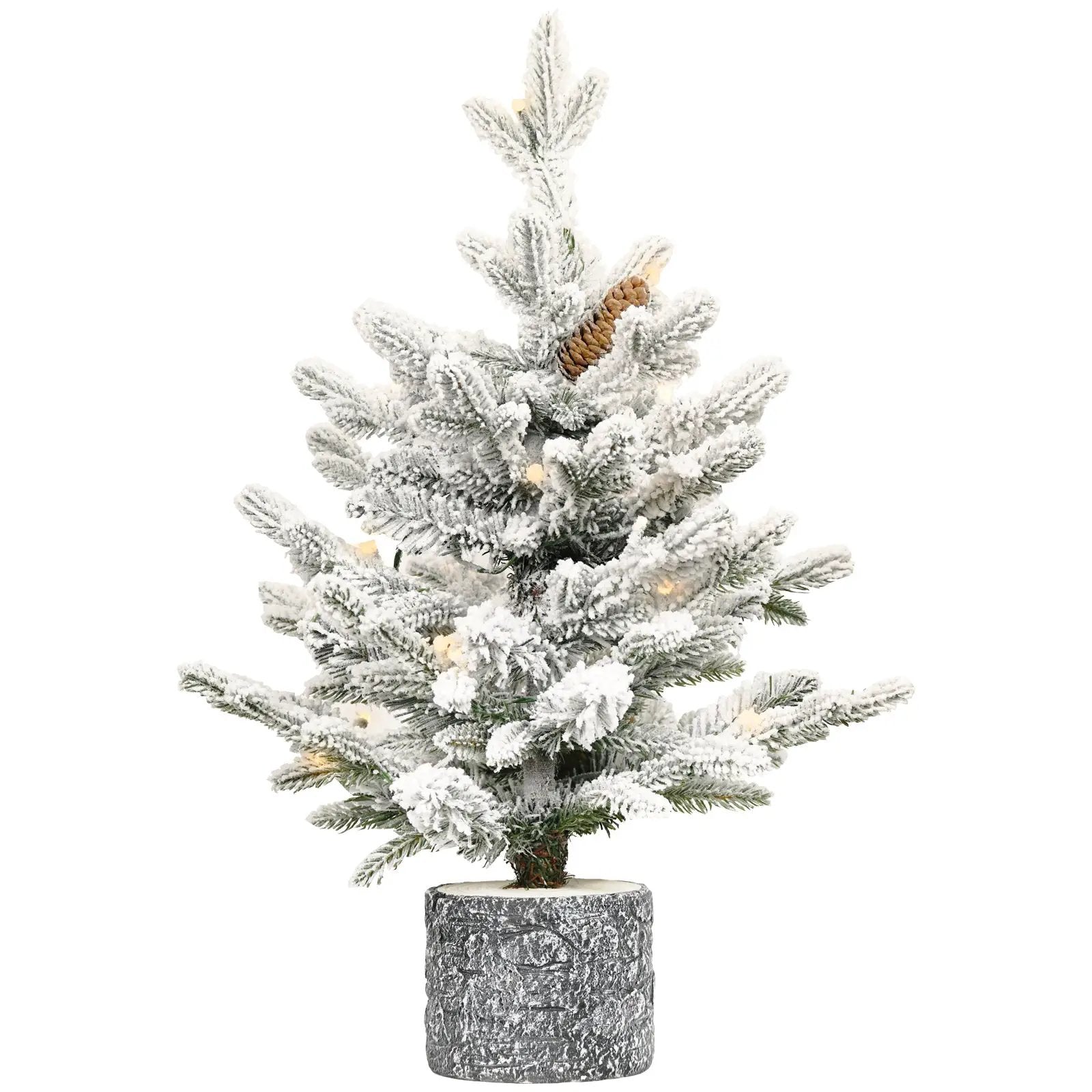4.5FT Flocked Christmas Tree with Pot Base and LED Lights by HouseOfZazla