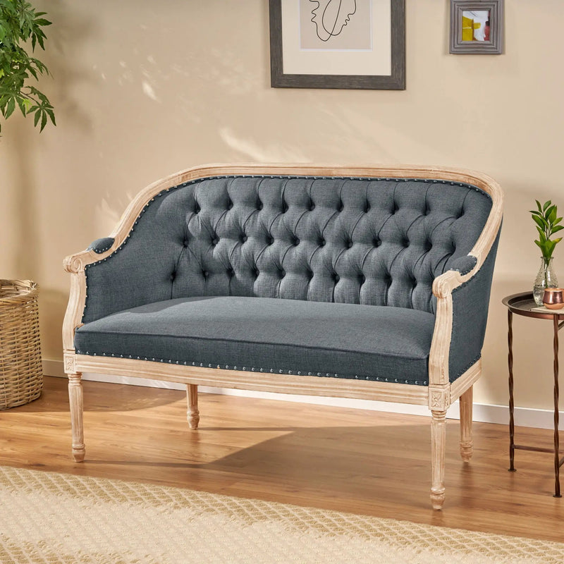 French Country Chesterfield Style Tufted Loveseat by HouseOfZazla