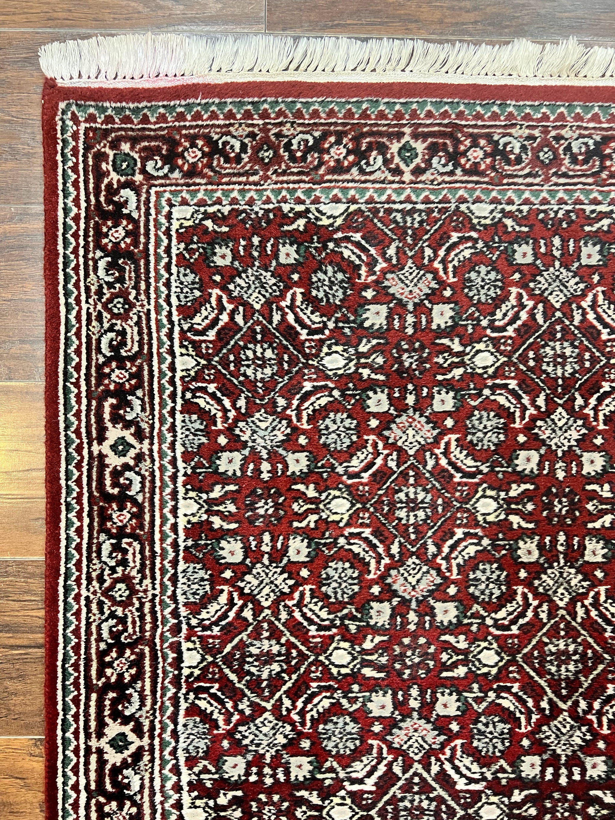 Indo Persian Runner Rug 2.7 x 8, Wool Hand Knotted Vintage Carpet, Red Black, Herati Allover Pattern, Oriental Runner, Rug for Hallway by Jewel Rugs