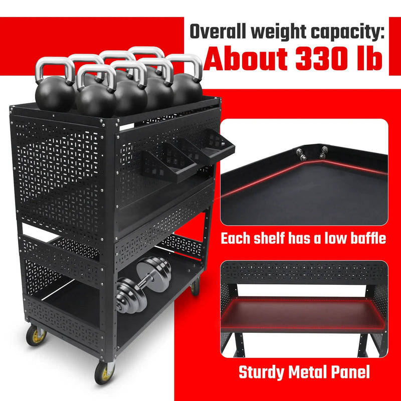3-Tier DIY Detachable Utility Cart With Steel Pegboard by HouseOfZazla