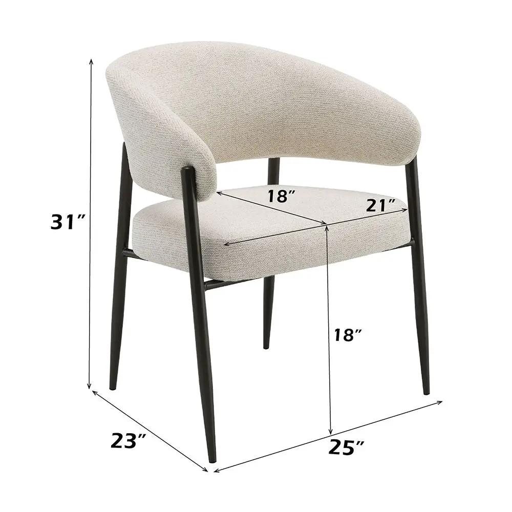 Jirina - Chenille Arm Chair With Metal Legs (Set of 2) - Beige & Black by Unique Piece Furniture