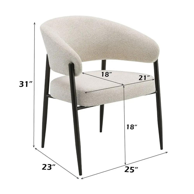 Jirina - Chenille Arm Chair With Metal Legs (Set of 2) - Beige & Black by Unique Piece Furniture