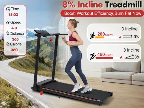 Portable Treadmill with 8% Incline and 265 lb Capacity by HouseOfZazla