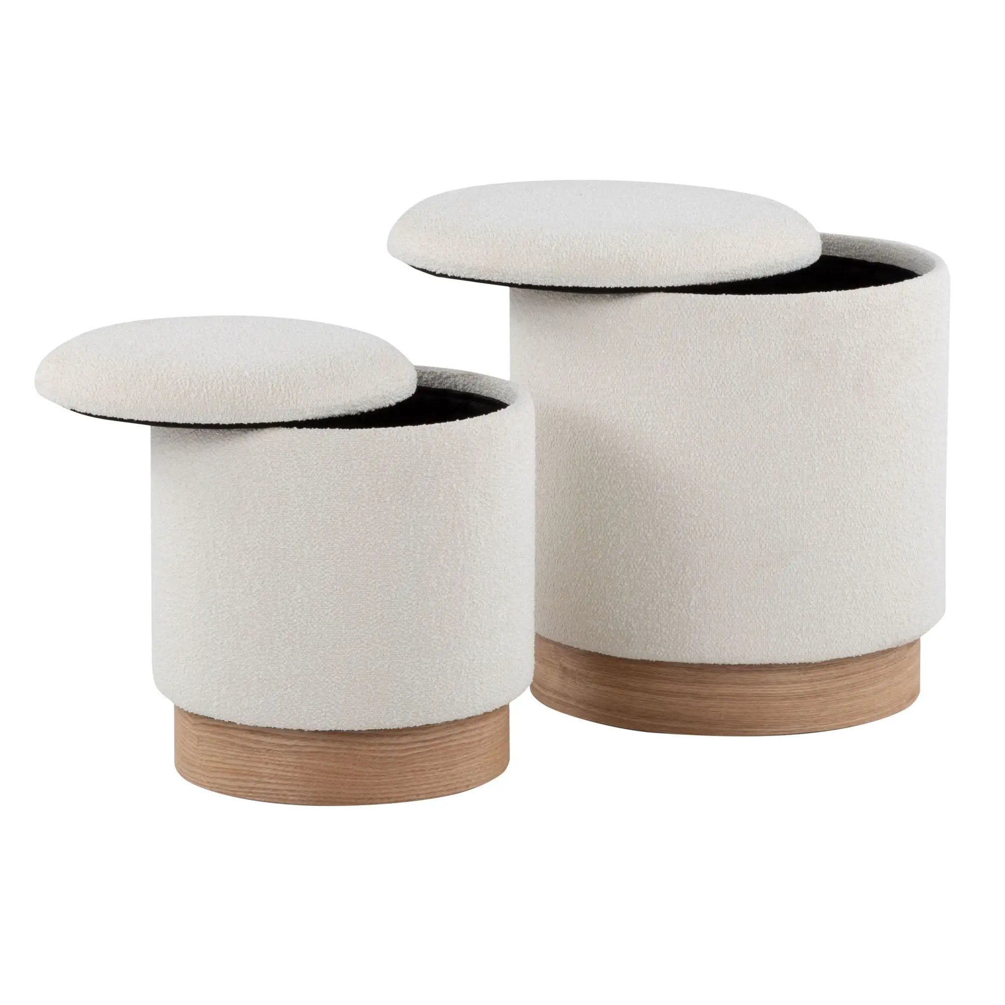 Marla - Contemporary, Nesting Ottoman Set - Natural / Cream by HouseOfZazla