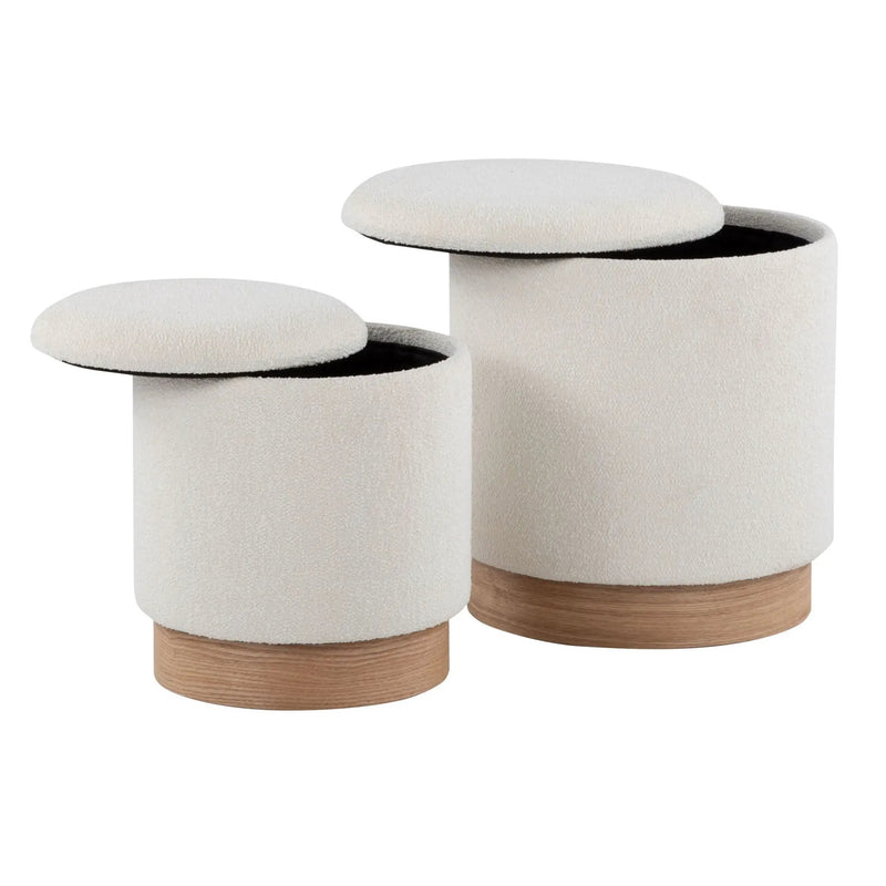 Marla - Contemporary, Nesting Ottoman Set - Natural / Cream by HouseOfZazla