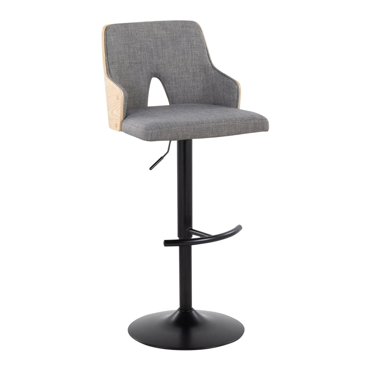 Stella - Contemporary Adjustable Barstool Stool With Swivel And Rounded T Footrest (Set of 2) by HouseOfZazla