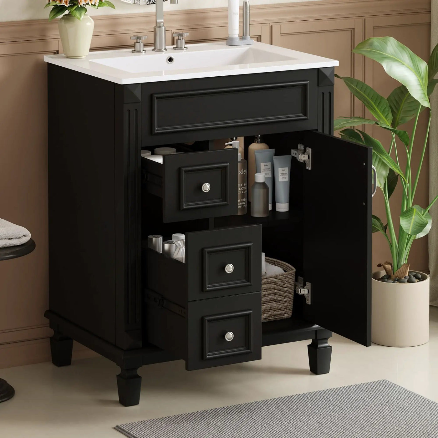 Bathroom Vanity With Sink, Compact Cabinet & 2 Drawers by HouseOfZazla