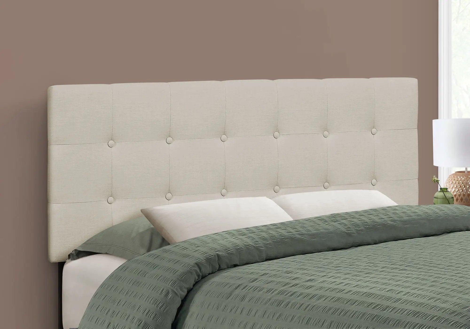 Full Size Upholstered Bed Headboard - Beige by HouseOfZazla