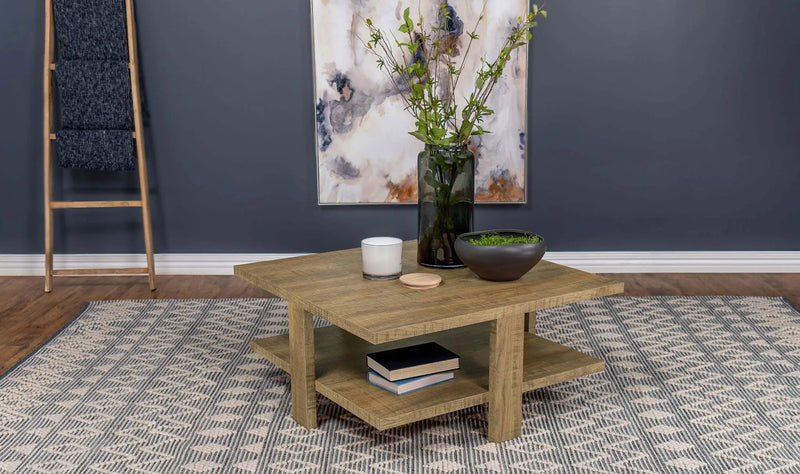 Dawn Square Engineered Wood Coffee Table Mango Brown by Unique Piece Furniture