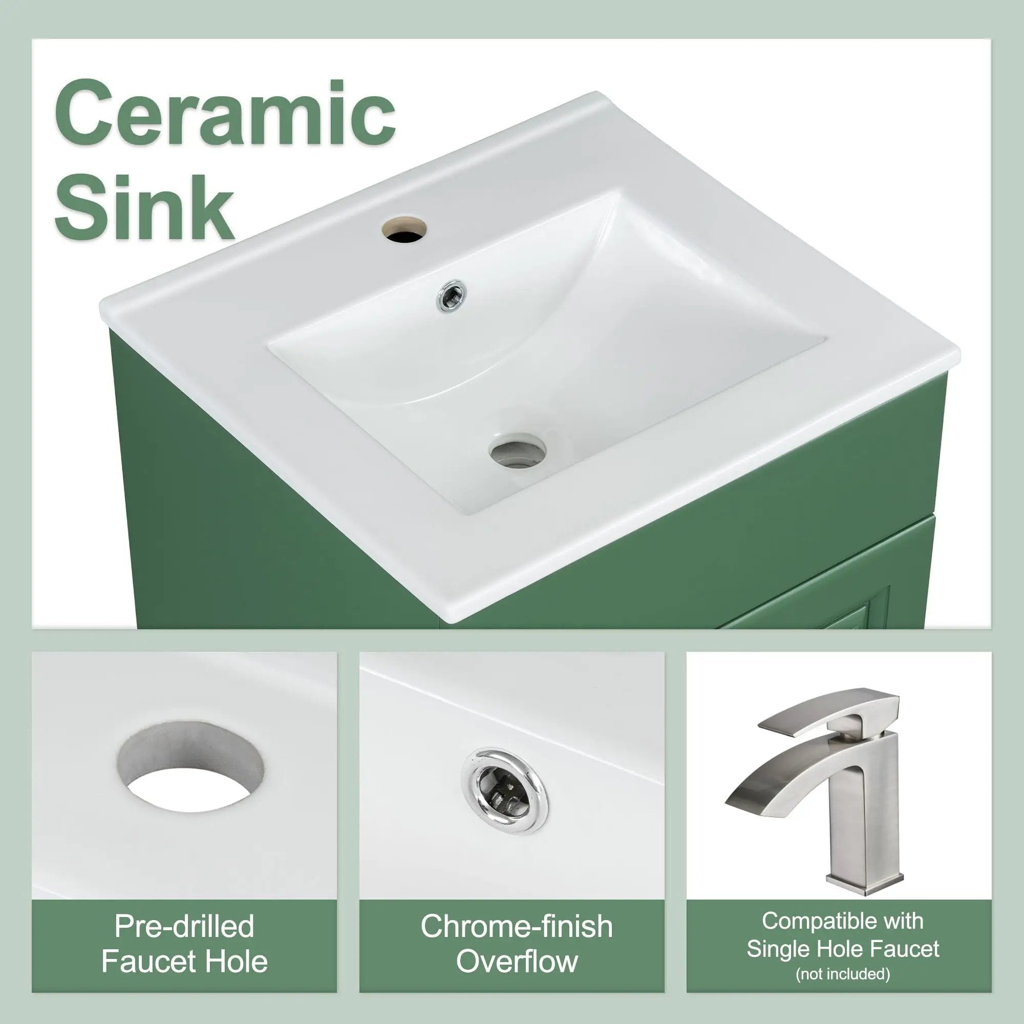 Bathroom Vanity With Sink, Cabinet With Adjustable Shelf