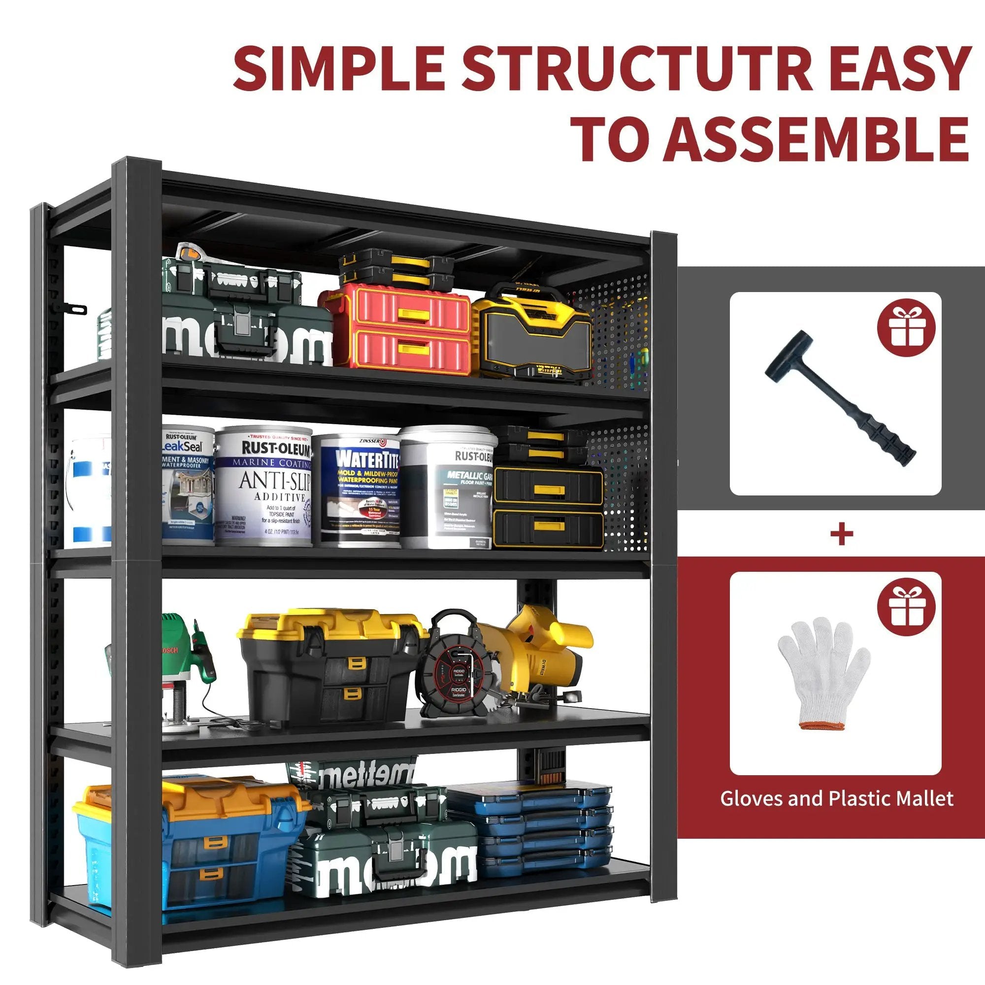 72"H 5-Tier Adjustable Heavy-Duty Shelving with Pegboard by HouseOfZazla