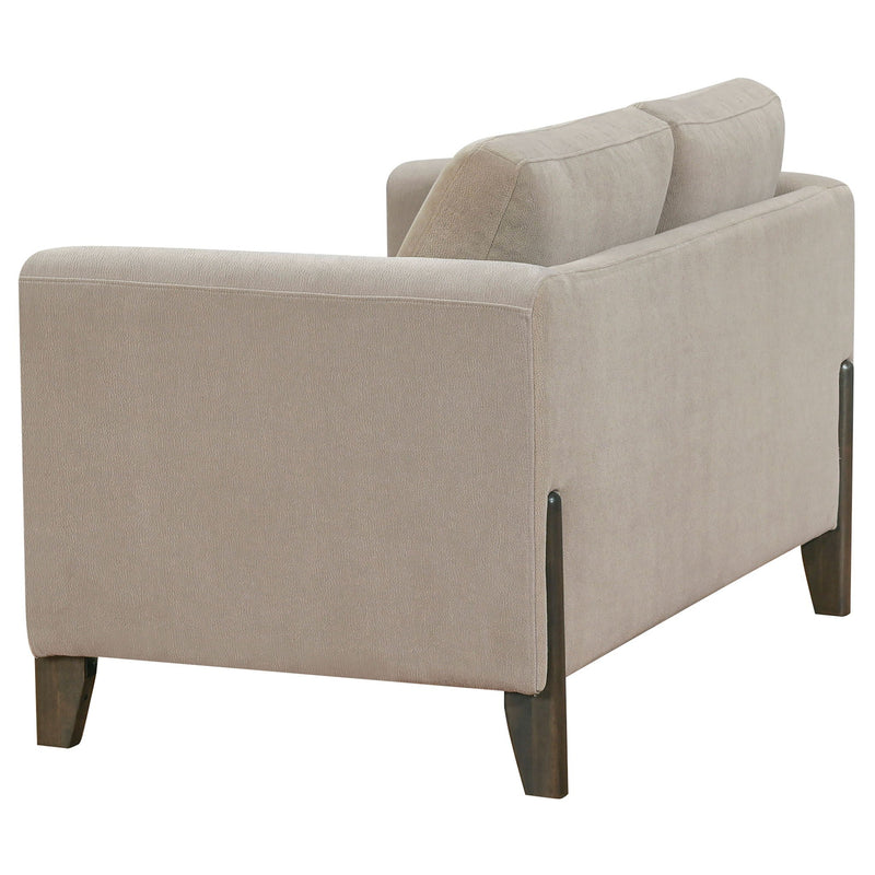 Islington Fabric Upholstered Panel Arm Loveseat Taupe, photo 5 of 7