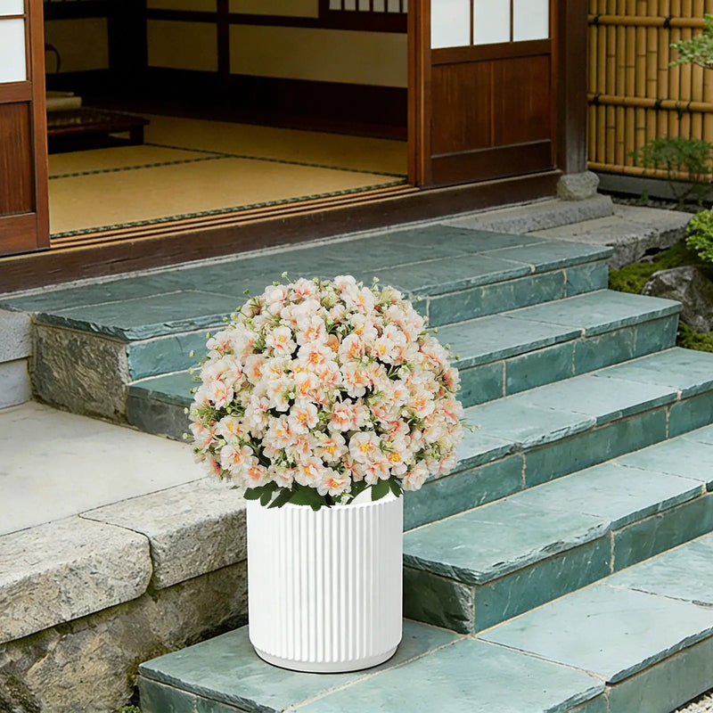 Artificial Snow Lotus Potted Plant, Artificial Floral Decor For Indoor & Outdoor Spaces - White / Pink by HouseOfZazla