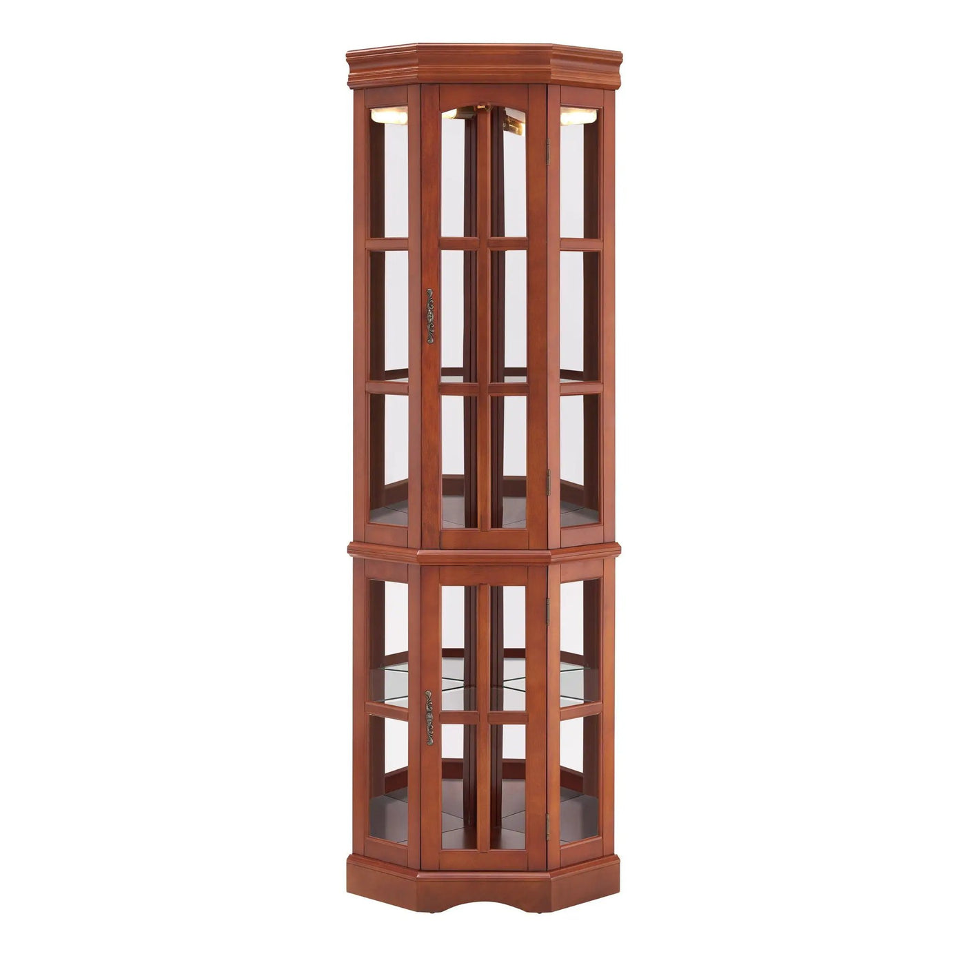 Corner Curio Cabinet With 5 Shelves And Lighting System (E26 Light Bulb Not Included) by Unique Piece Furniture