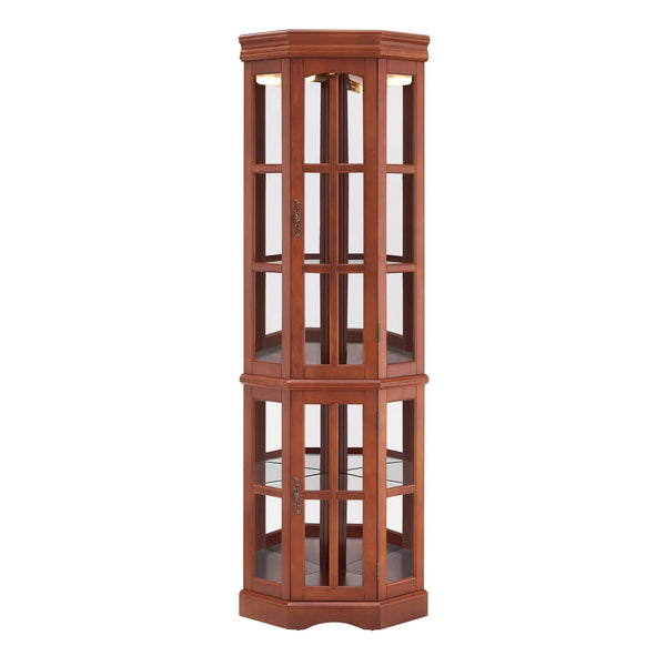 Corner Curio Cabinet With 5 Shelves And Lighting System