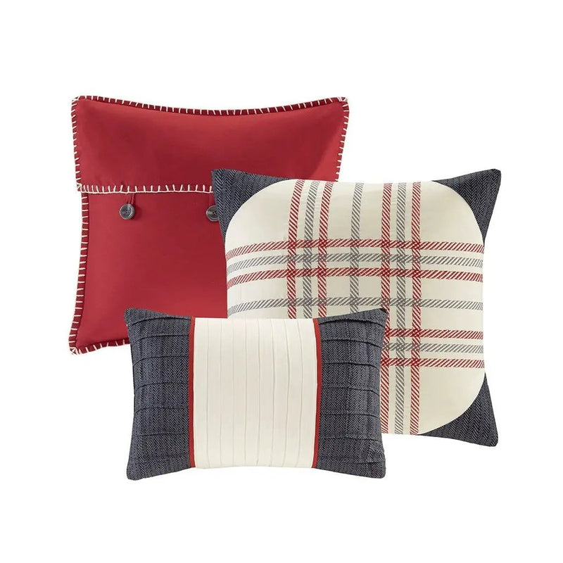 7 Piece Herringbone Comforter Set Red Cal King by HouseOfZazla