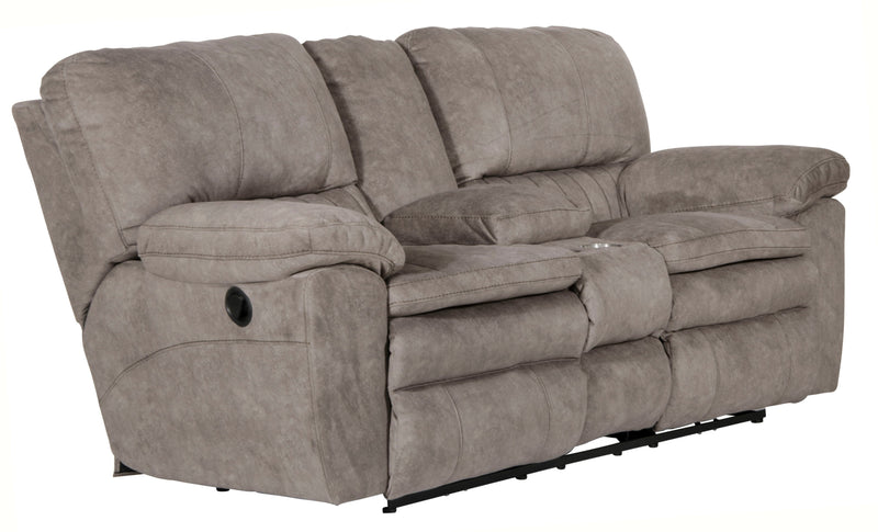 Reyes - Lay Flat Reclining Console Loveseat With Storage & Cupholders by Unique Piece Furniture