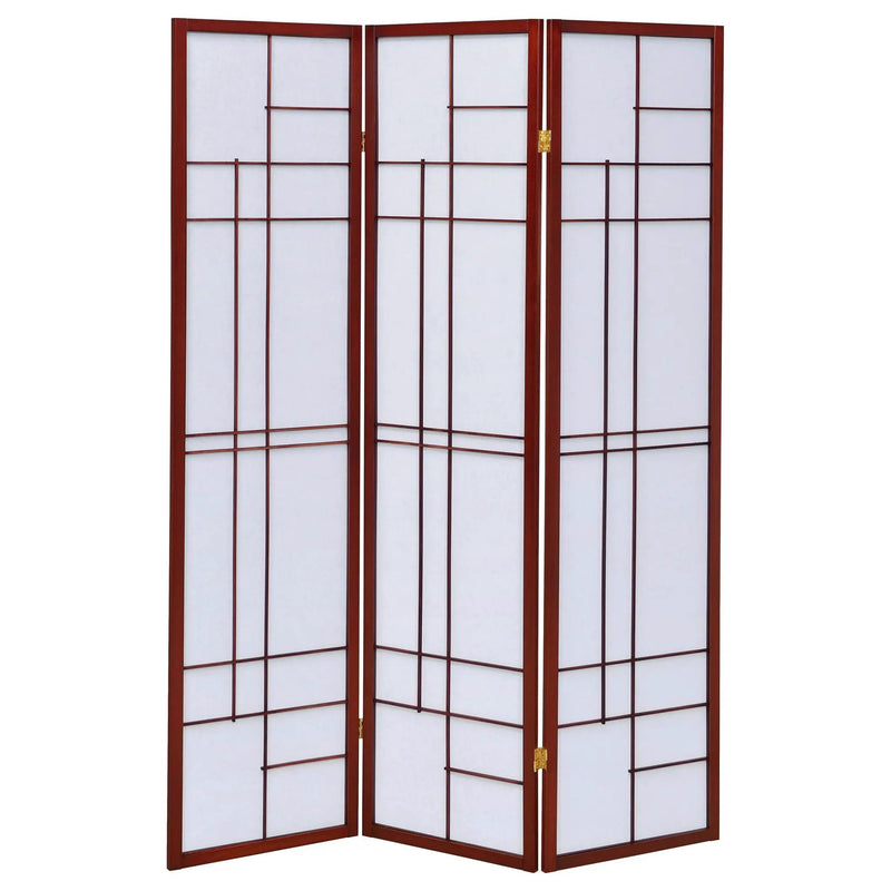 Katerina 3-Panel Room Divider Folding Shoji Screen Cherry by Unique Piece Furniture