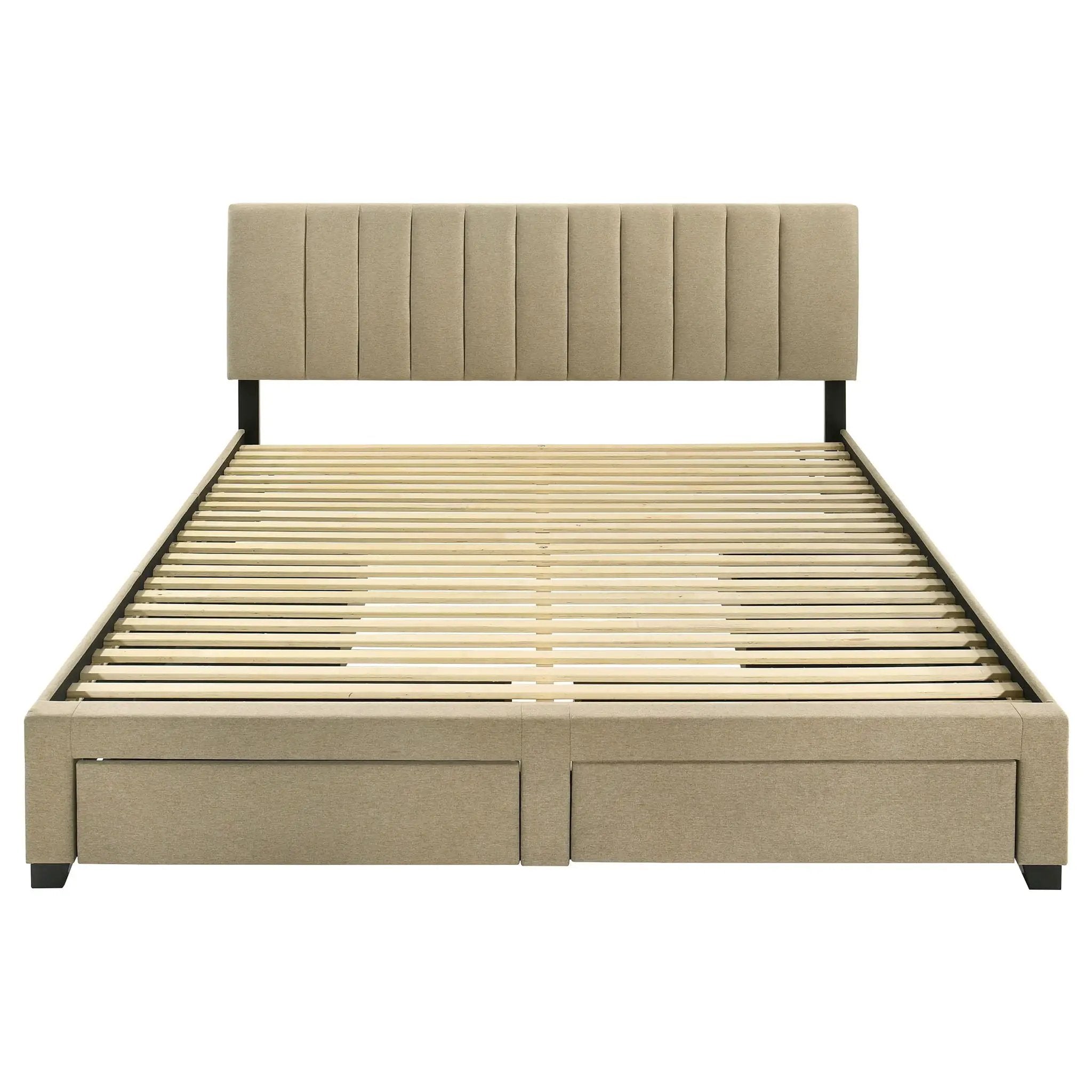Wheatland 4-drawer Upholstered Eastern King Storage Bed Brown by Unique Piece Furniture