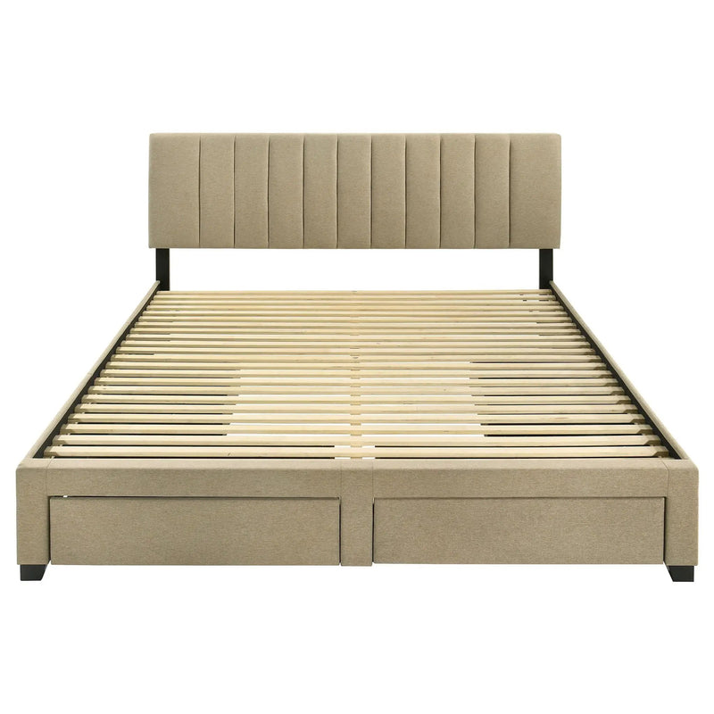 Wheatland 4-drawer Upholstered Eastern King Storage Bed Brown by Unique Piece Furniture