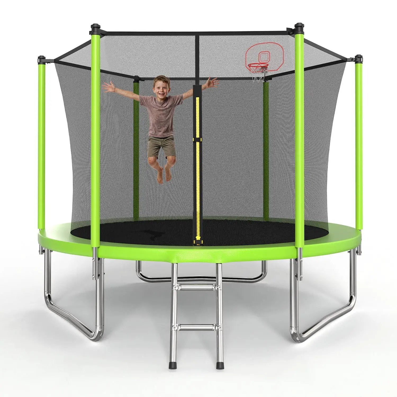 10FT Trampoline with Basketball Hoop and Ladder by HouseOfZazla