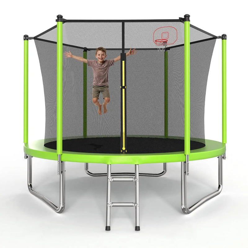 10FT Trampoline with Basketball Hoop and Ladder by HouseOfZazla