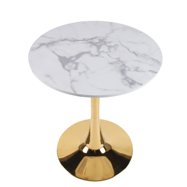 White Marble Tulip Dining Table with Golden Legs, photo 2 of 10
