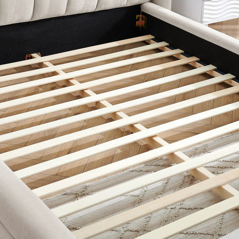 Modern Upholstered Bed Frame With Thick Fabric And Headboard by Unique Piece Furniture