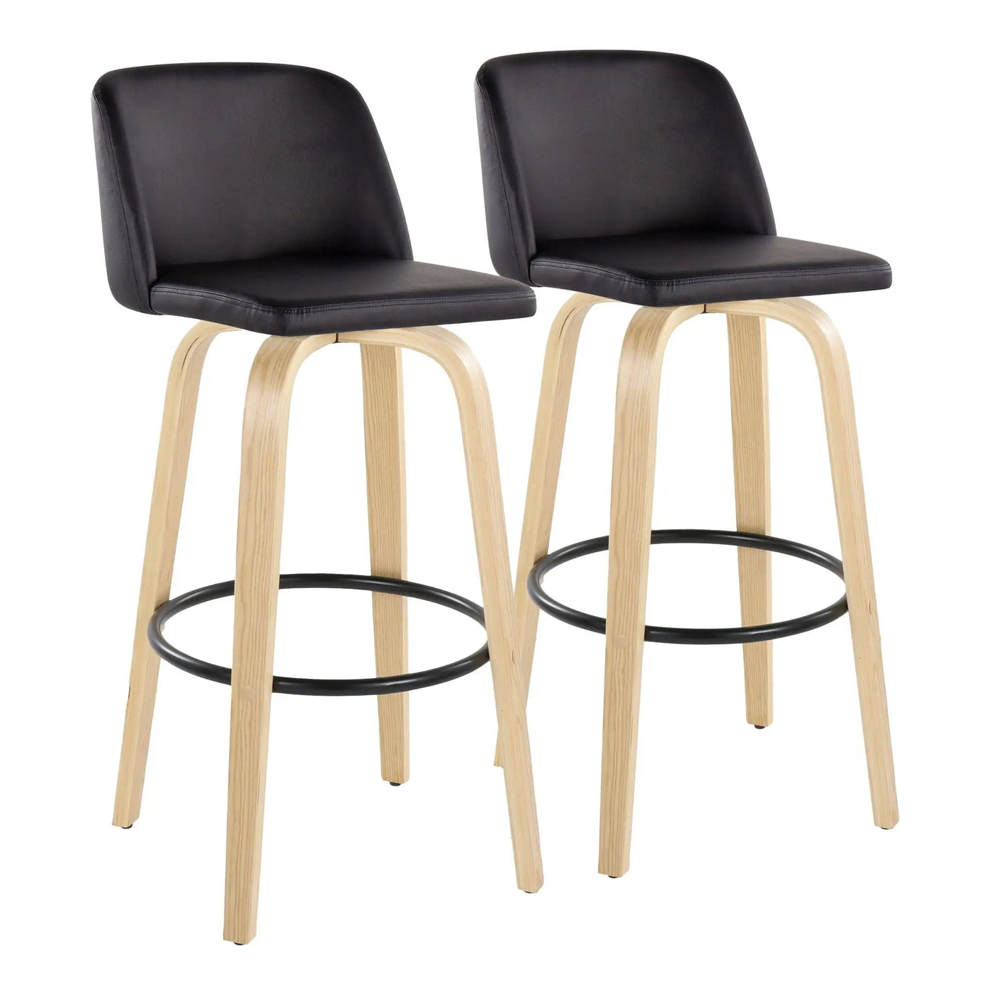 Toriano - Contemporary Fixed Height Barstool Swivel And Round Footrest (Set of 2) by HouseOfZazla