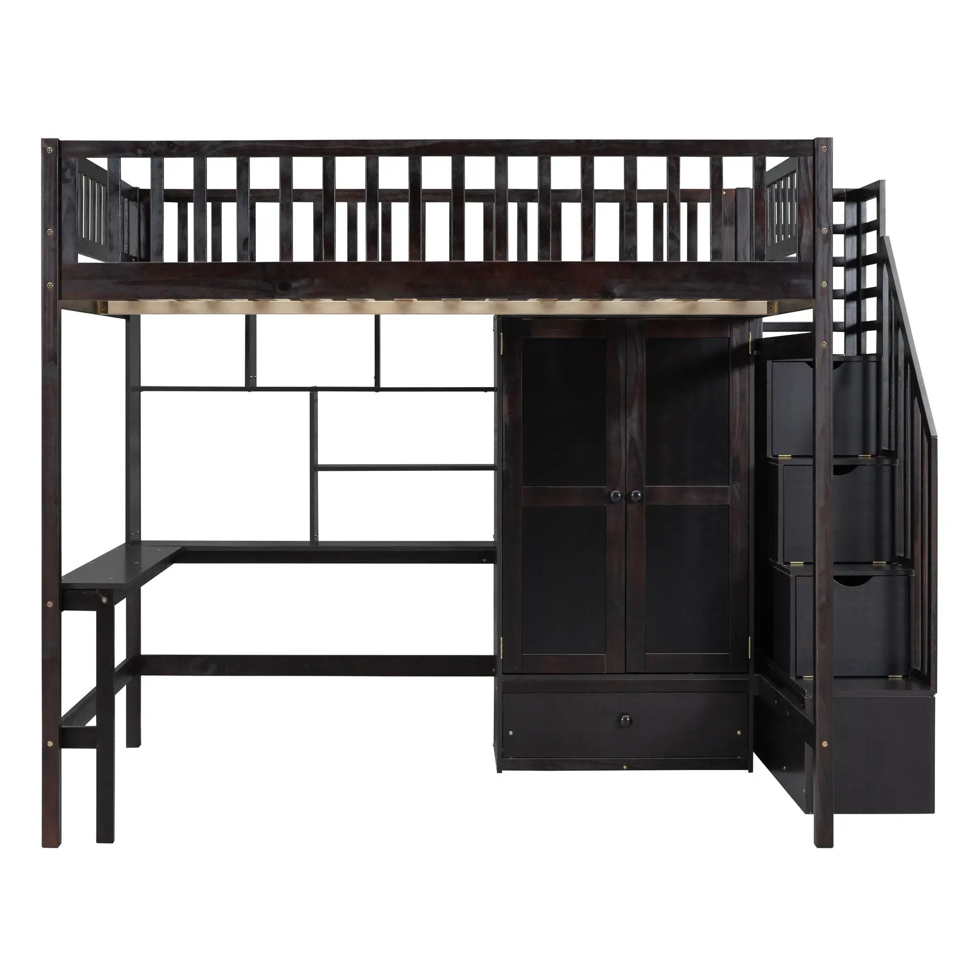 Loft Bed With Bookshelf, Drawers, Desk, And Wardrobe by HouseOfZazla