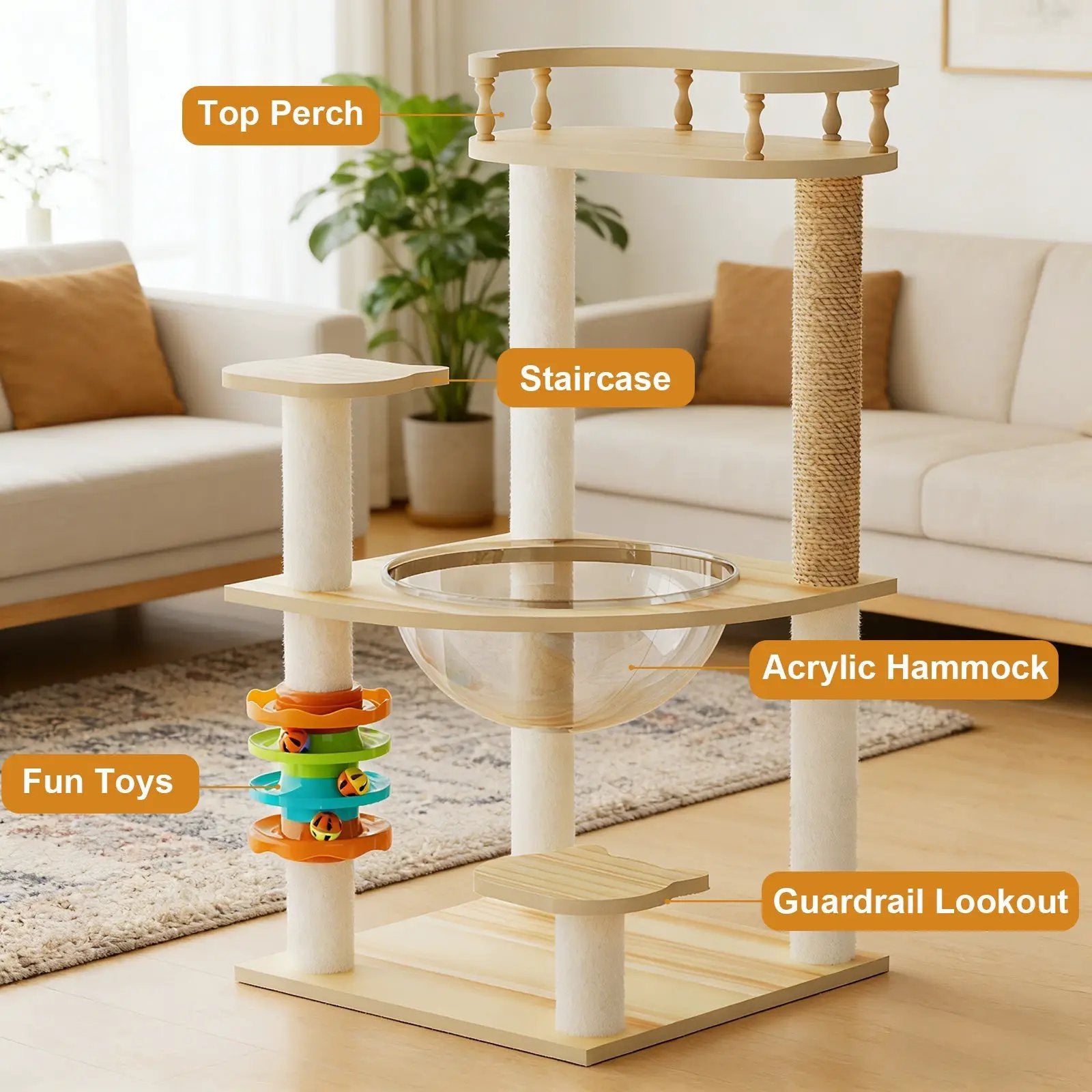 32.2" Modern Cat Tower for Indoor Cats by HouseOfZazla