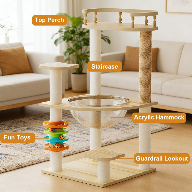32.2" Modern Cat Tower for Indoor Cats by HouseOfZazla