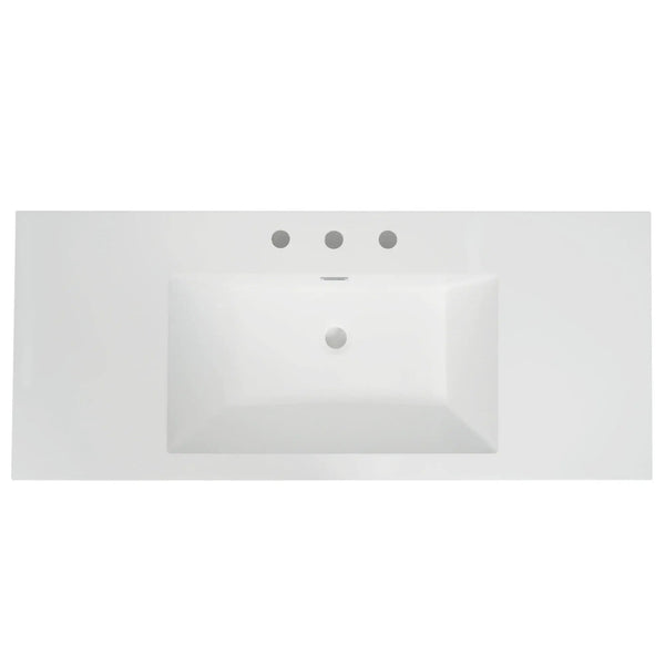 Vanity Top With 3 Faucet Holes, Rectangular Basin For Bathroom - White