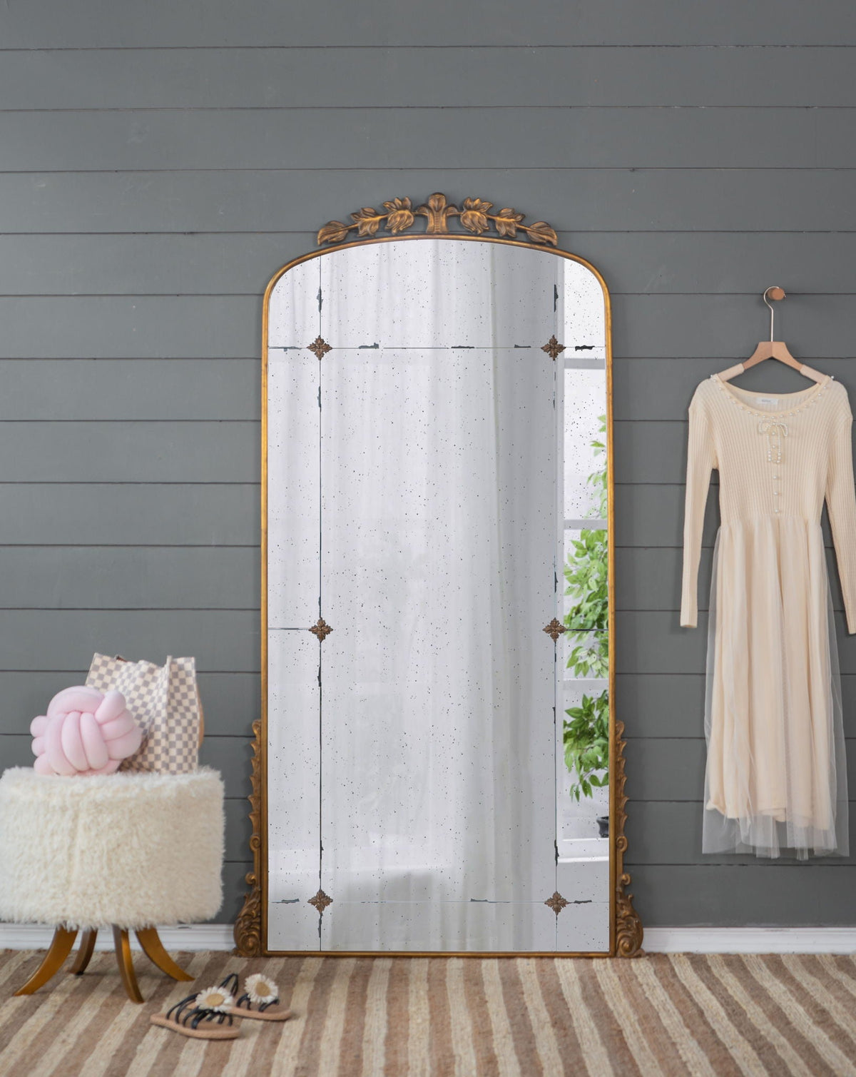 Gold Full Length Floor Mirror with Antique Metal Frame - 40.2" x 76", photo 9 of 9