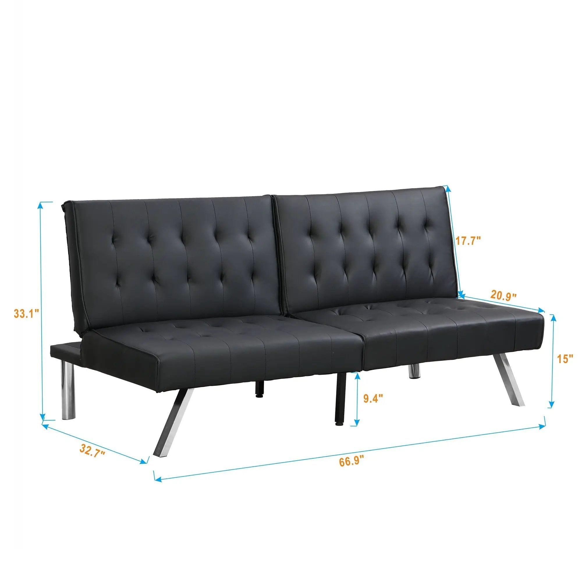 Contemporary Wood Frame Sofa Bed With Stainless Legs - Black by Unique Piece Furniture