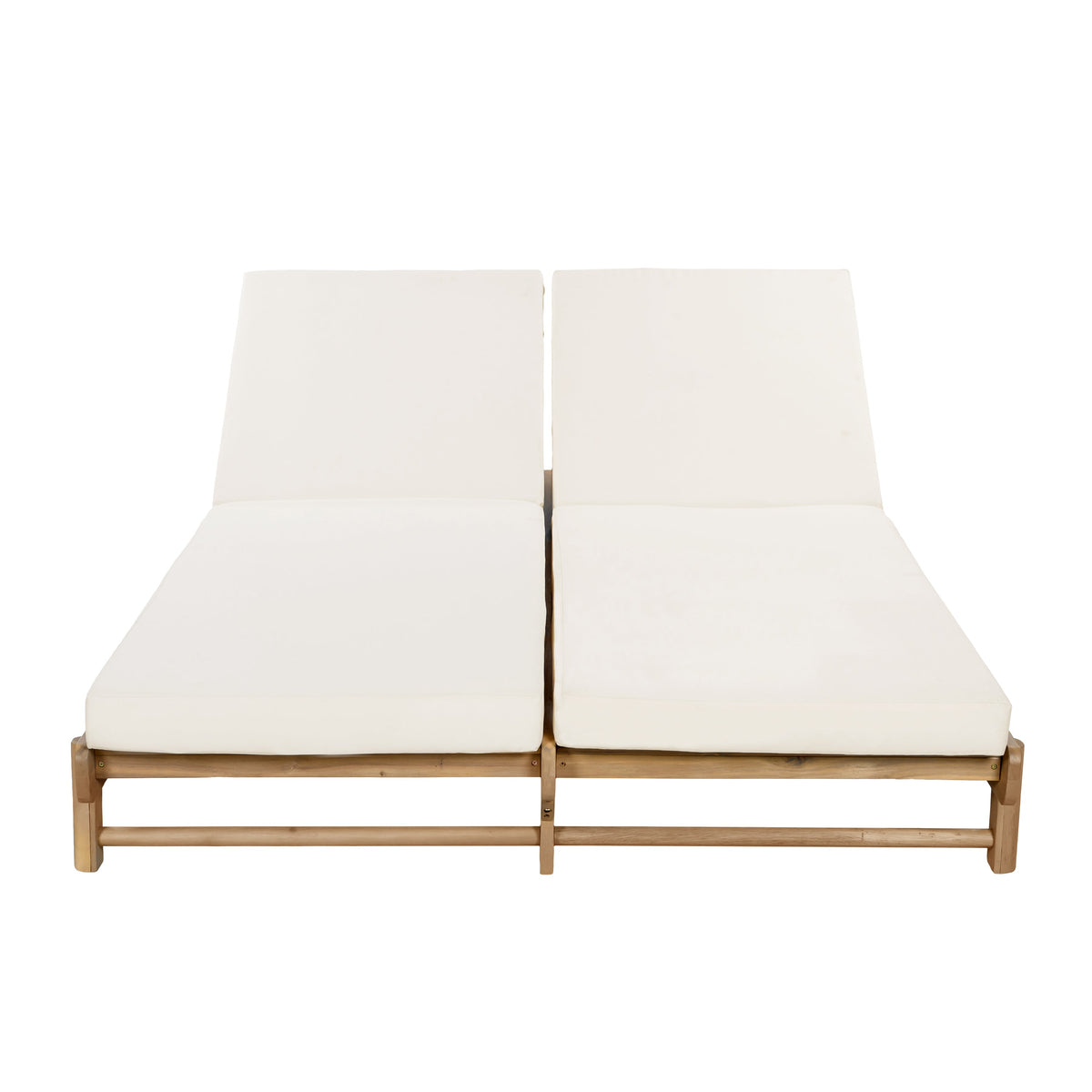 Light Teak Acacia Wood Double Chaise Lounger Set, photo 8 of 10