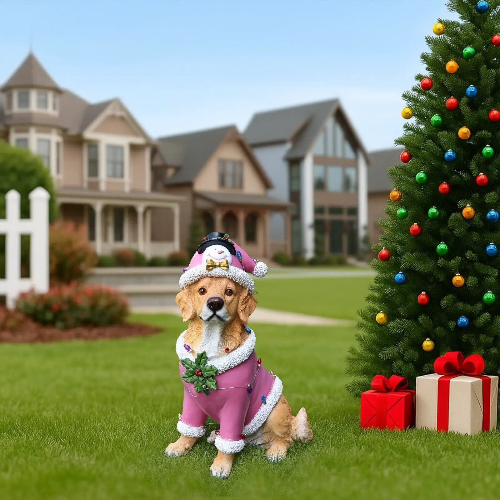 Christmas Golden Retriever Statue by HouseOfZazla
