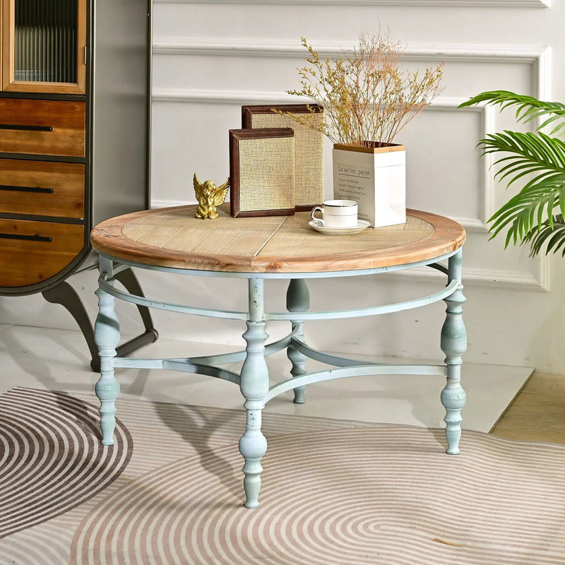 Round Top Carved Table For Living Room by Unique Piece Furniture