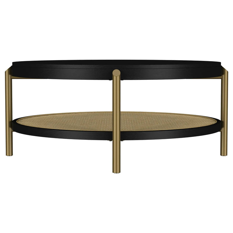 Arini Round Coffee Table With Storage Shelf Black by Unique Piece Furniture