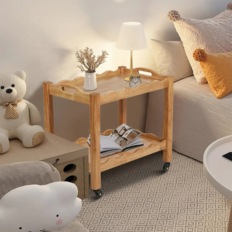 Solid Rubberwood Rolling Side Table by HouseOfZazla