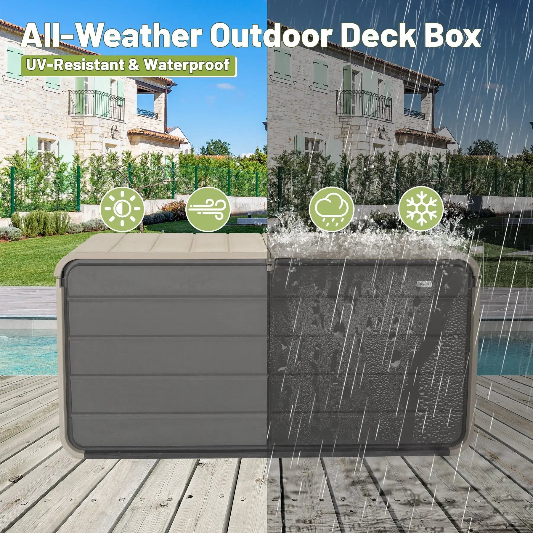 260 Gallon Plastic Deck Box - Large Patio Storage Box by HouseOfZazla