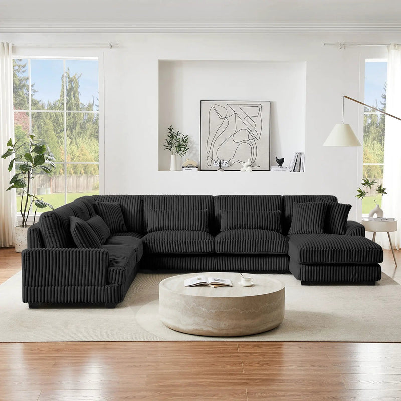Oversized Sectional Sofa U - Shaped Sofa Couch Modern Sofa Upholstered In Soft With A Chaise Lounge For Living Room by HouseOfZazla