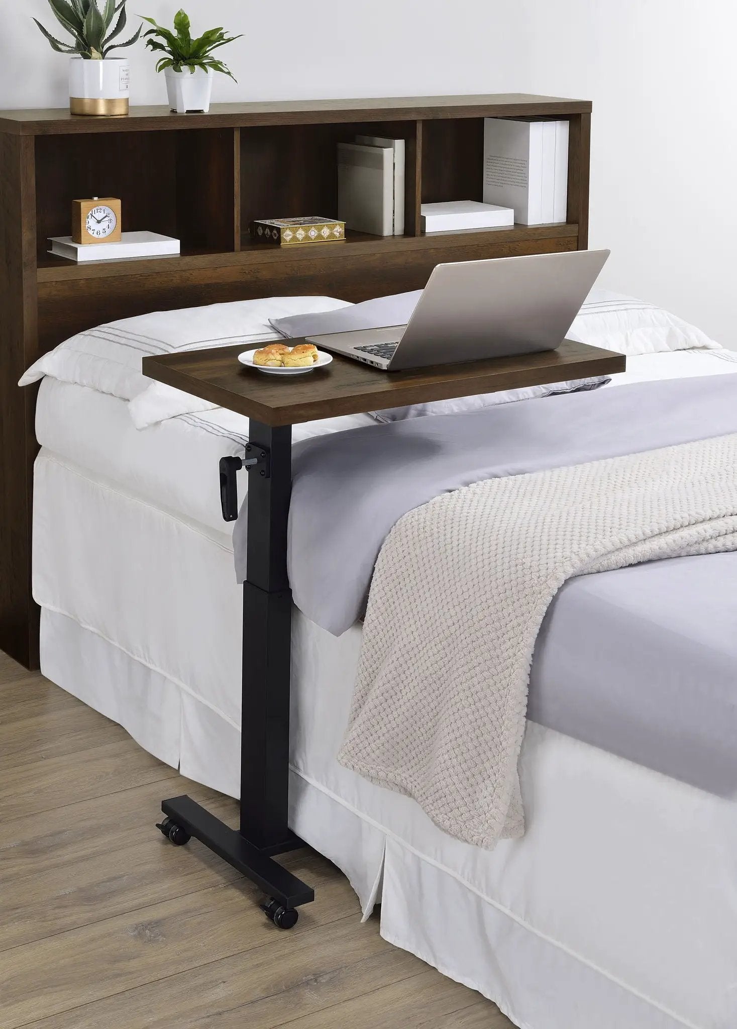 Westpark Height Adjustable Mobile Bedroom C-Table Dark Pine by Unique Piece Furniture