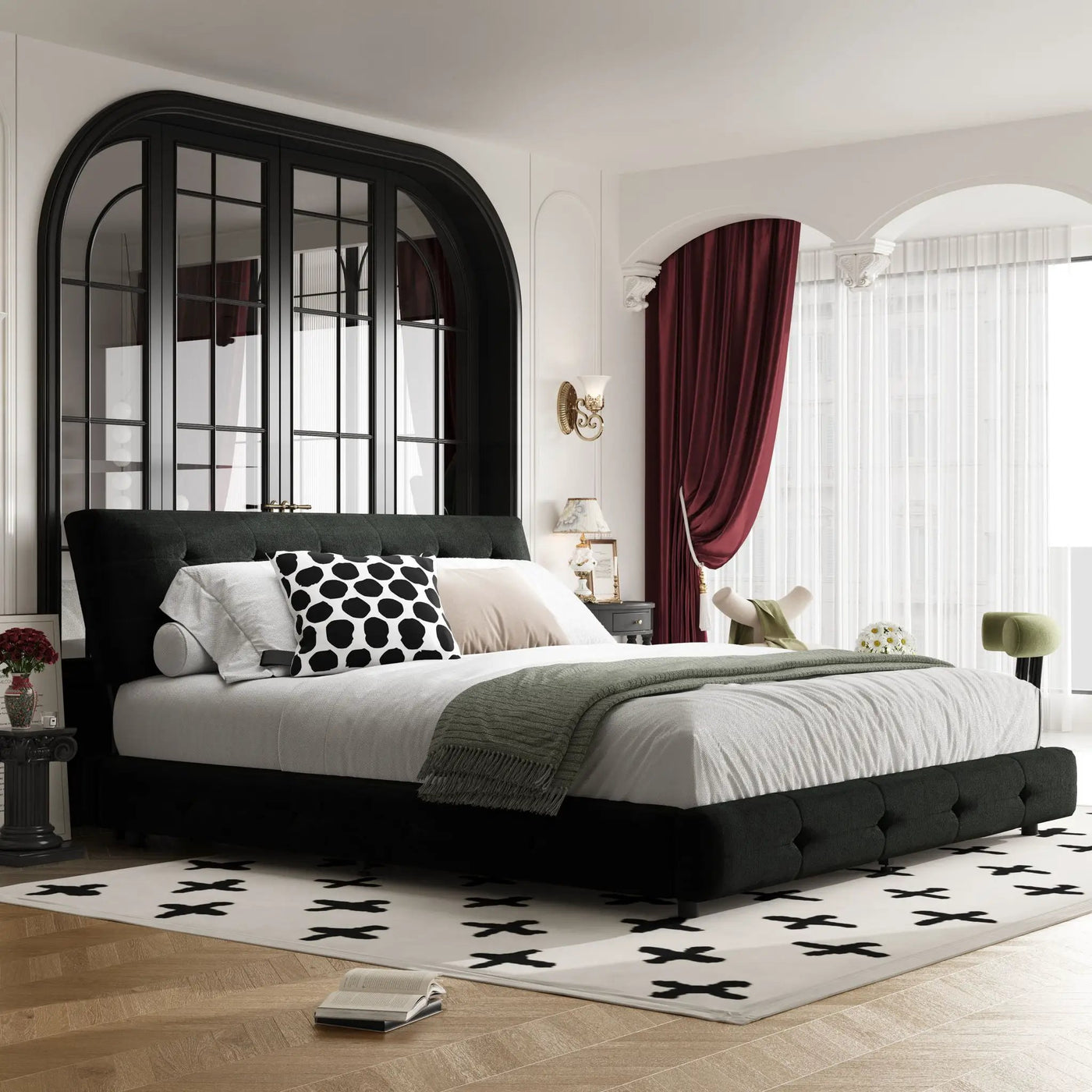Tufted Headboard With Extra-Large Ultra-Soft Cloud Pillow Design by HouseOfZazla