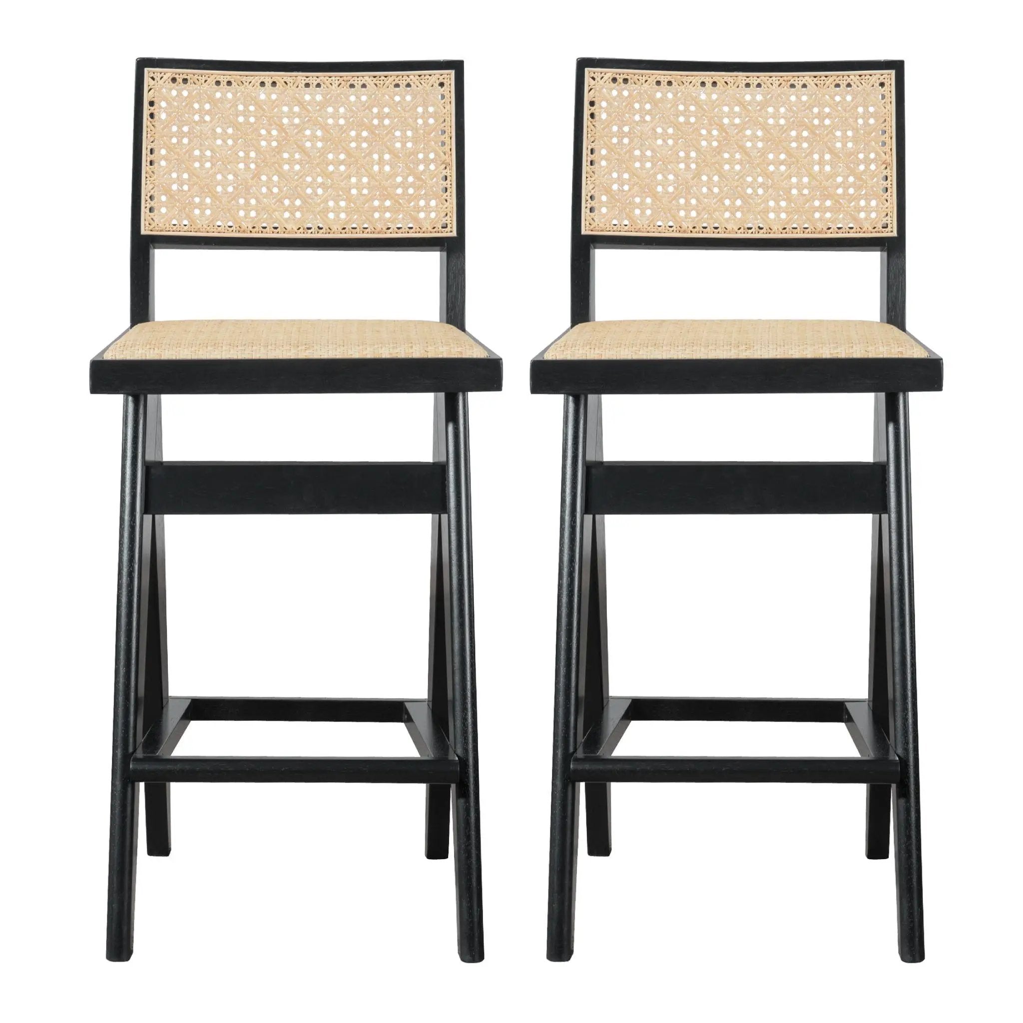 Keira - Bar Stool (Set of 2) - Black / Rattan by Unique Piece Furniture