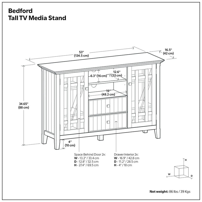 Bedford - Handcrafted Tall TV Media Stand by HouseOfZazla