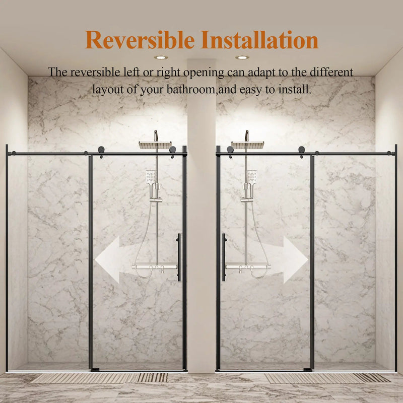 56-60" W x 76" H Stainless Steel Frameless Sliding Shower Door by HouseOfZazla