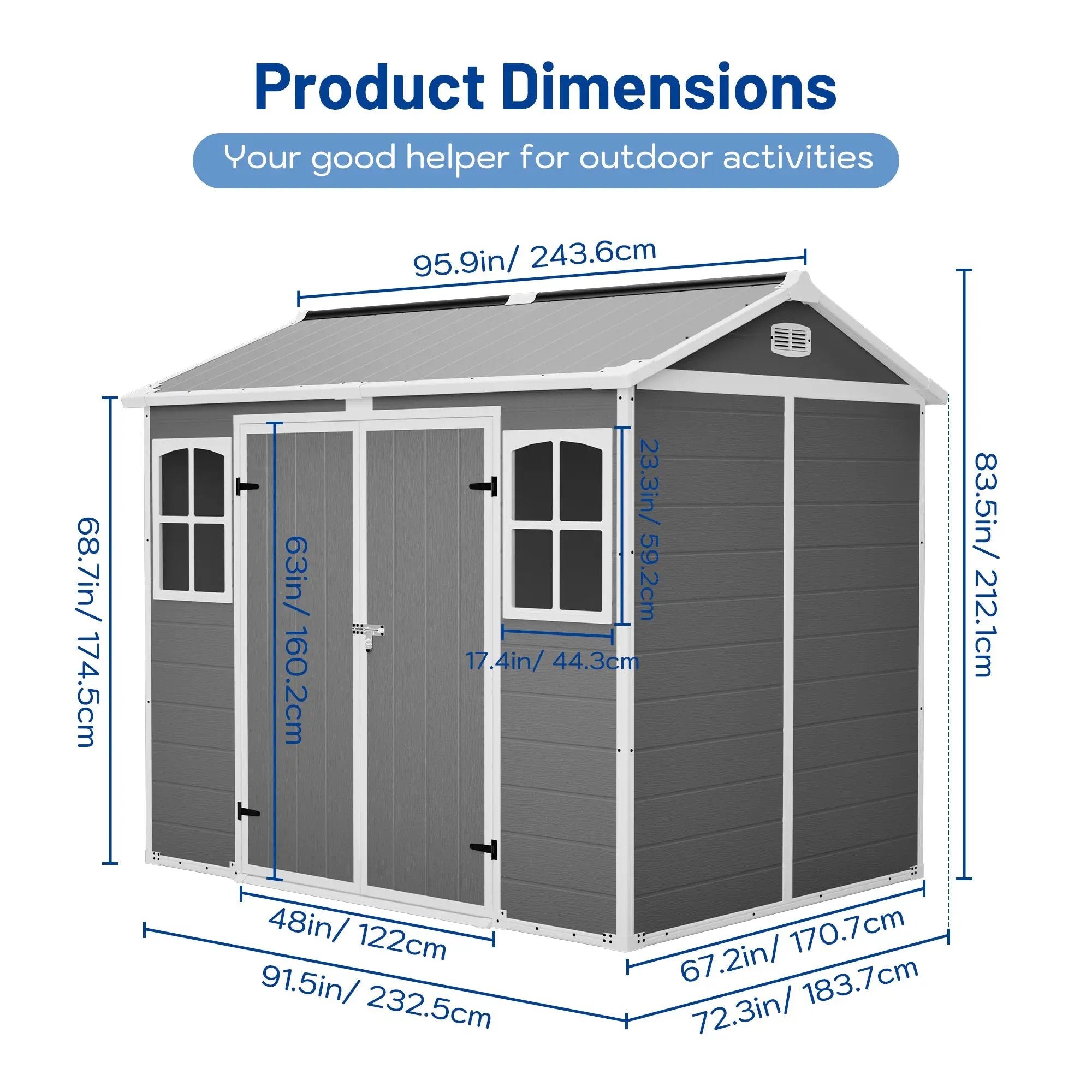 Plastic Utility Shed 8x6 ft with Floor – Lockable Storage Shed by HouseOfZazla