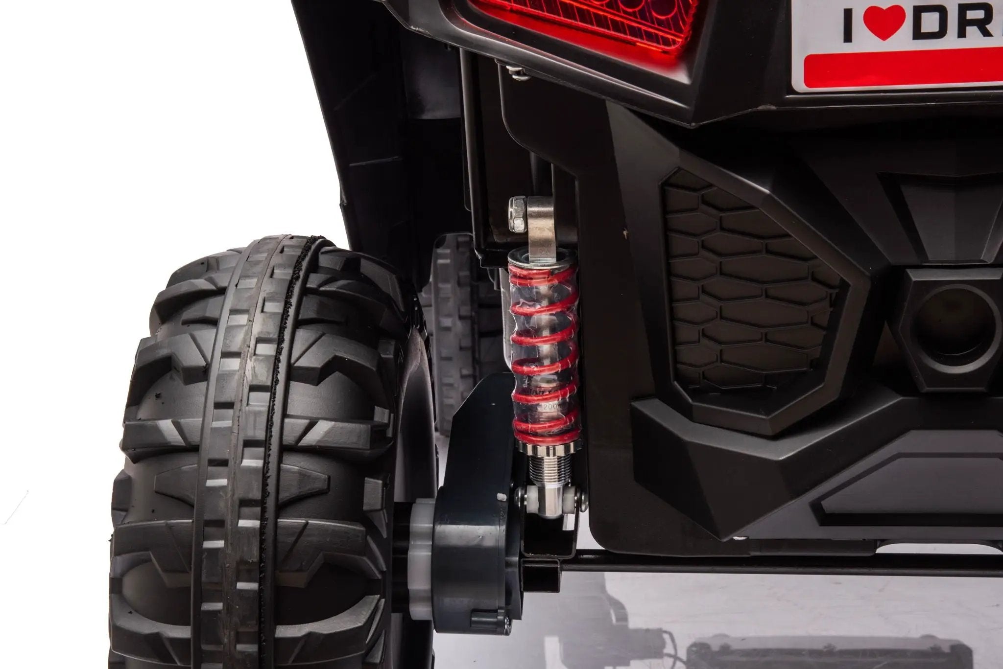 12V7A*2 30W*4 Four-Wheel Drive Seat One Button Start, Forward And Backward, High And Low Speed, Music, Front Light, Power Display, Two Doors Can Open, 2.4G R / C, Seat Belt Four Wheel Absorber by HouseOfZazla